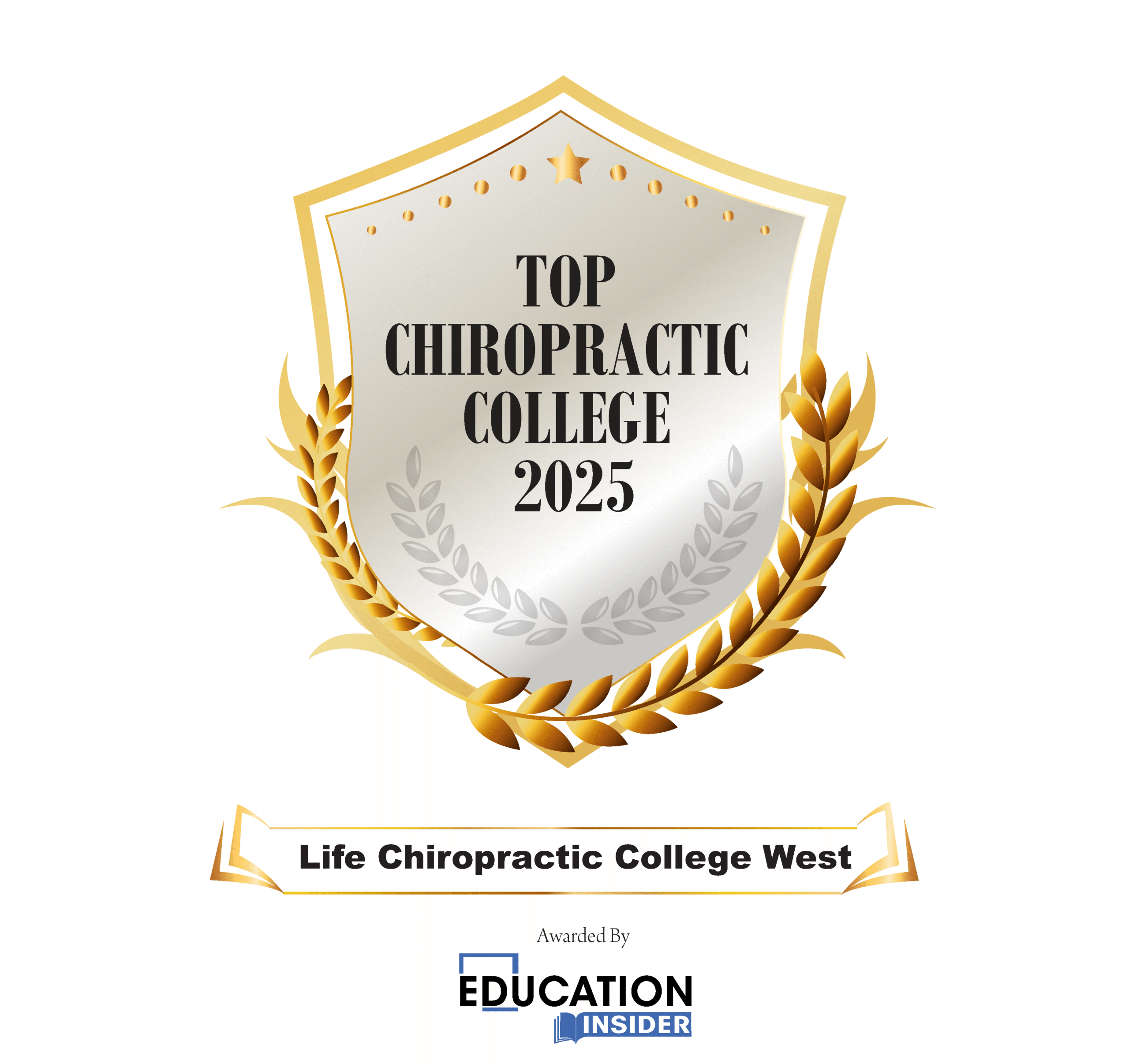 Life West - Top Chiropractic College 2025 . Awarded by Education Insider.