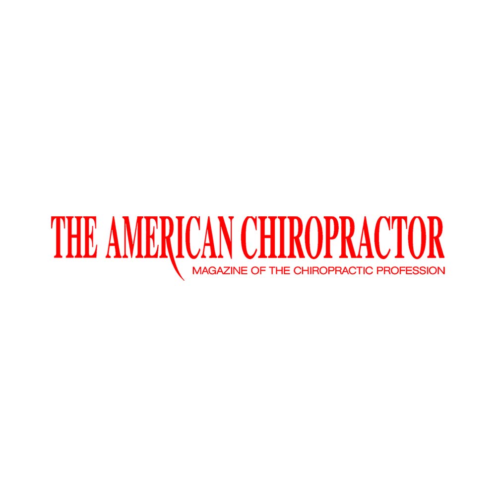 Logo reading 'The American Chiropractor' in red serif font with subtitle 'Magazine of the Chiropractic Profession'.