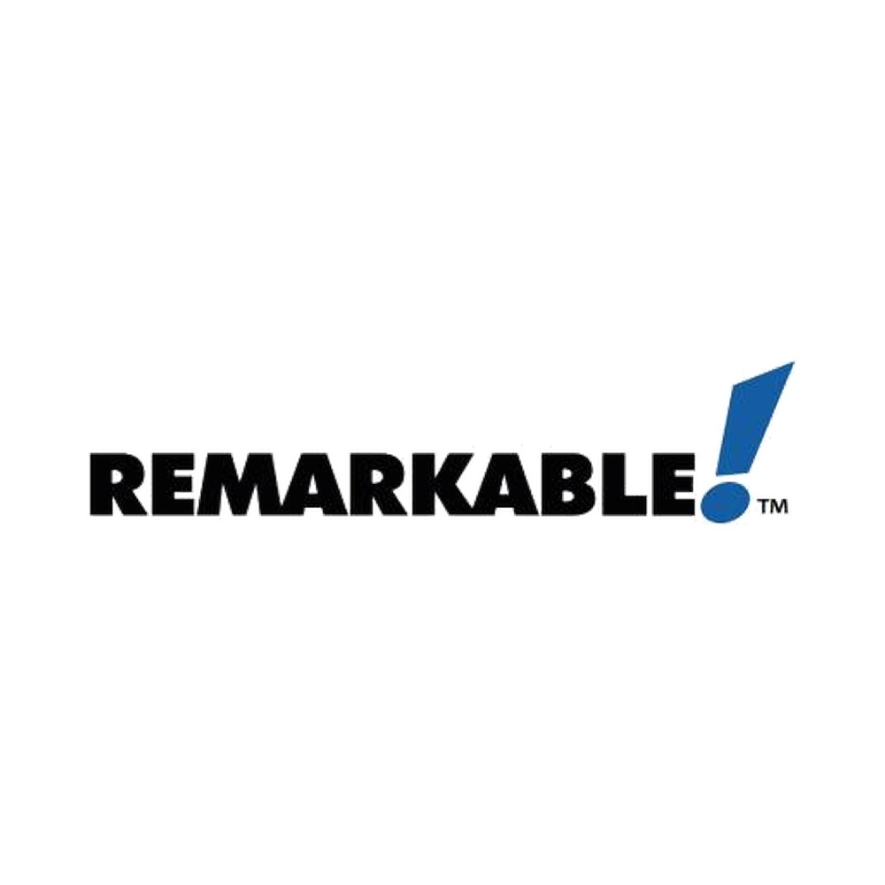 Remarkable! logo with bold black text and a blue exclamation mark at the end.