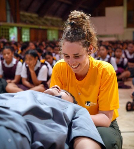 Life West Chiropractic Student adjusting a patient during a Tonga Service Trip
